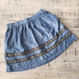 Denim Skirt with Ribbon Trim